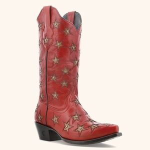 Black Star Marfa Red Star Leather Stud Cowboy Boots